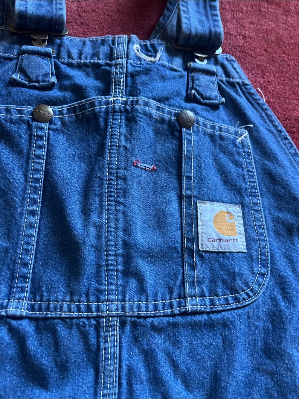 Carhartt Vintage 90s Blue Cotton Denim Bib Overalls  Made In USA - Picture 3 of 9